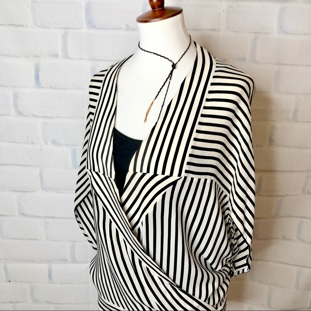 B C B G M A X A Z R I A : Striped Batwing Silk Top - image 2